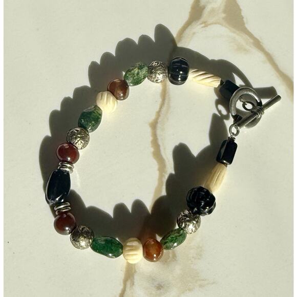 Unbranded Jewelry - Boho Bracelet Multicolor Stone Bracelet 925 Sterling Silver Closure And Beads